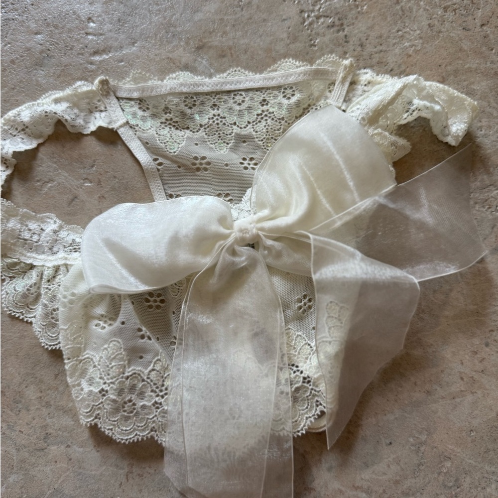 NWOT: Victoria's Secret Cream Lace Bridal Panties with Bow